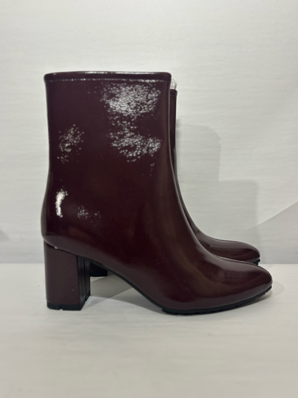 Aerosoles Baylor Merlot Patent Block Heel Ankle Boots Size 7M NWB